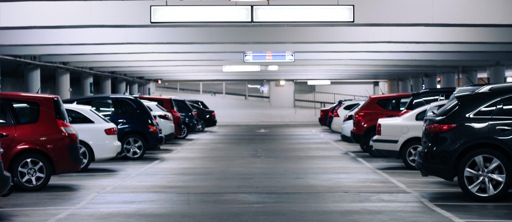 This image shows a parking lot in Al Quoz - Dubai