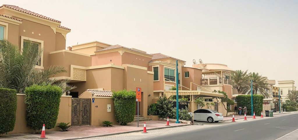 This picture shows a One of the streets in umm suqeim - Dubai with park 