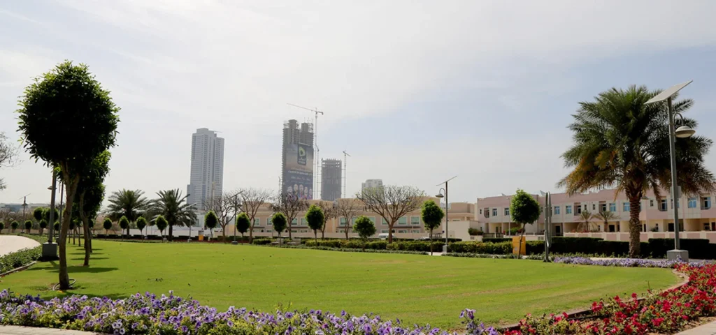 This photo from inside the Al Barsha area in Dubai shows the greenery and nature of life.